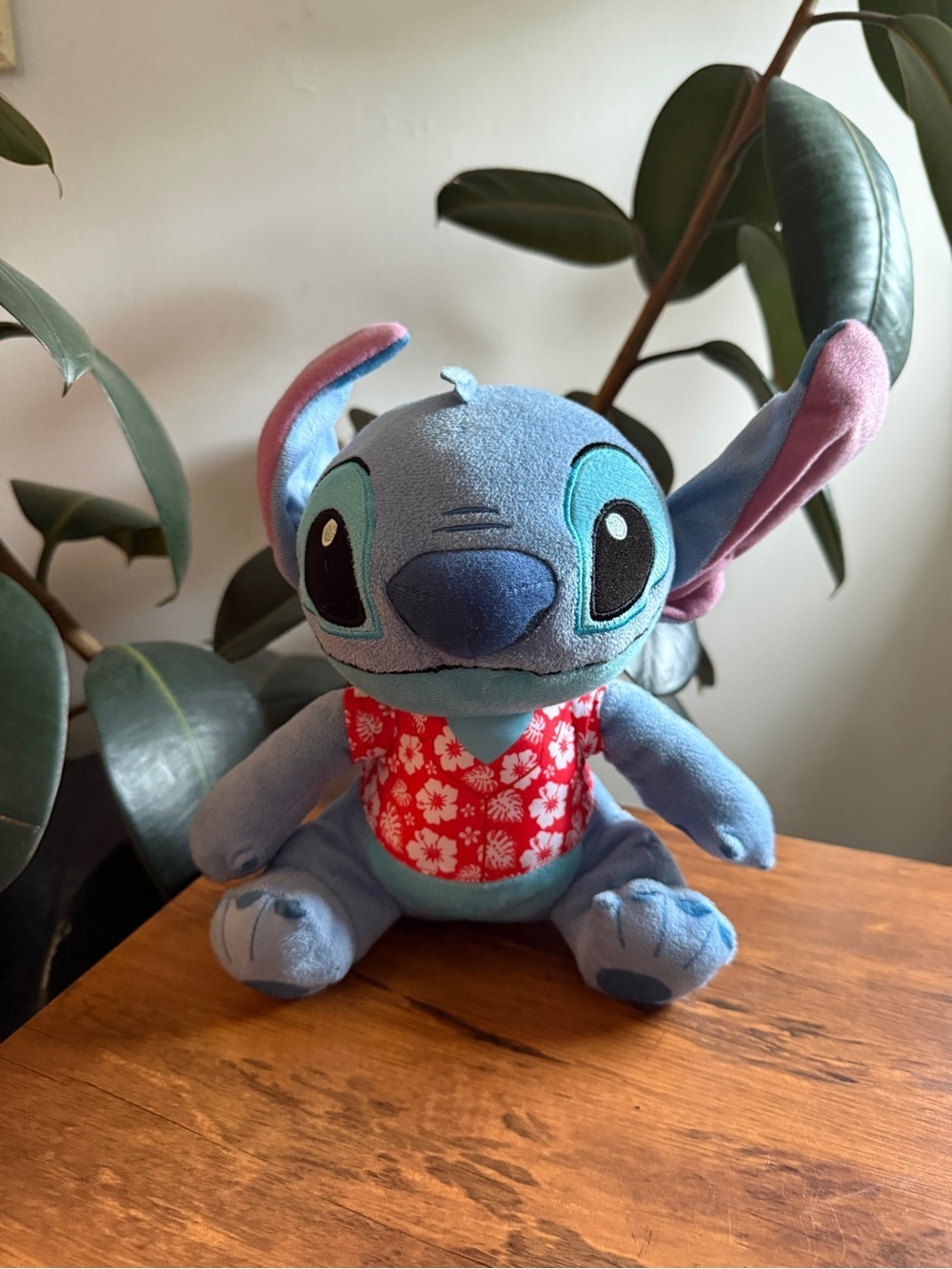 Disney Blue Stitch Plush with Red Floral Vest